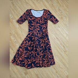 LuLaRoe Blue and Orange Swallow Dress